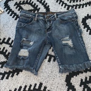 VIP Jeans Denim blue Bermuda distressed shorts.